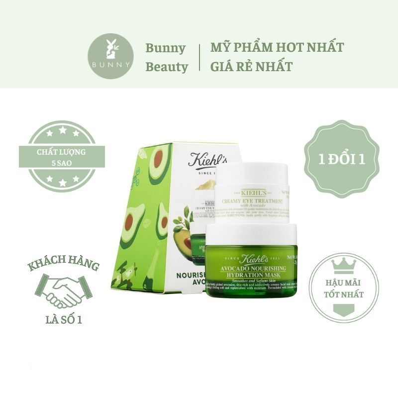 Set mặt nạ bơ và kem dưỡng mắt Kiehl’s Nourished By Nature Avocado Duo đủ bill