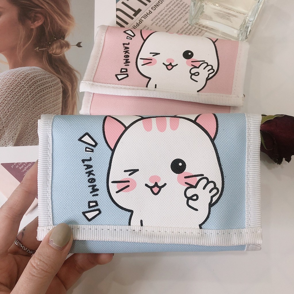 [ZAKOMI] Ví nữ mini con mèo cute, dạng bóp ví ngắn cầm tay nhỏ gọn xinh xắn cho học sinh đựng tiền thẻ card