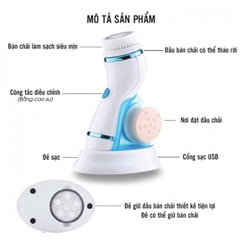 Máy Massage &amp; Rửa Mặt 4 Đầu Pin Sạc CNAIER AE-8286B