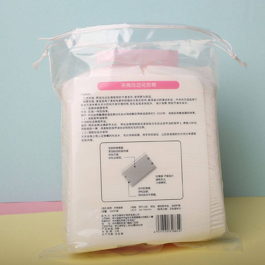 Bộ 100 bông tẩy trang dày hai mặt làm sạch sâu thân thiện với làn da