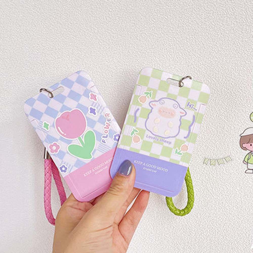 Ví Đựng Thẻ ID / Thẻ Kèm Móc Khóa Họa Tiết Hoa Nhỏ Dễ Thương Giá Đỡ