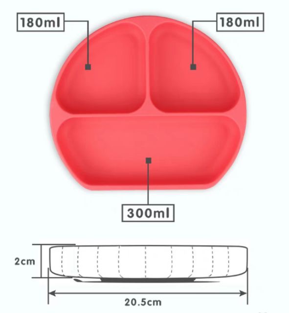 [Tặng kèm 1 thìa nhựa ăn dặm] Khay ăn dặm silicon siêu dính cho bé