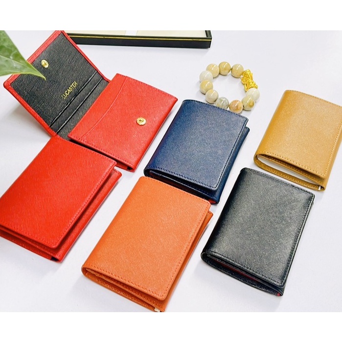 Ví nữ da thật khắc tên theo yêu cầu Hàn Quốc đựng thẻ thời trang Lucaster LRC005 bảo hành 12 tháng
