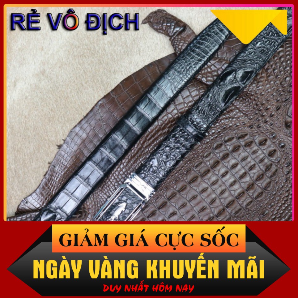 Dây nịt - Thắt lưng da cá sấu thật cao cấp bản nhỏ 3,5cm màu đen sang trọng - CB02-01G