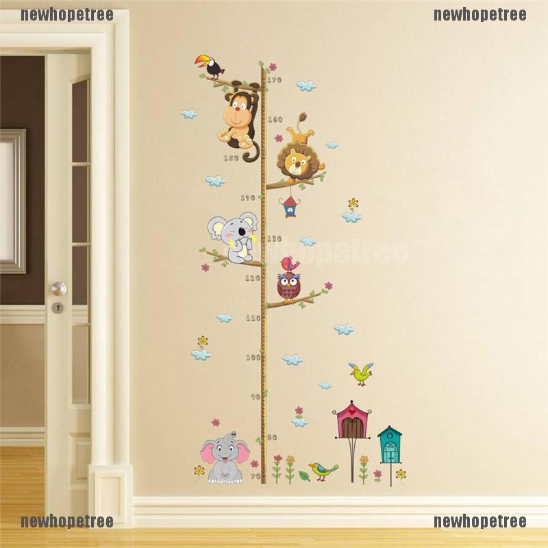 Miếng Dán Tường Hình Động Vật Đo Chiều Cao Cho Bé