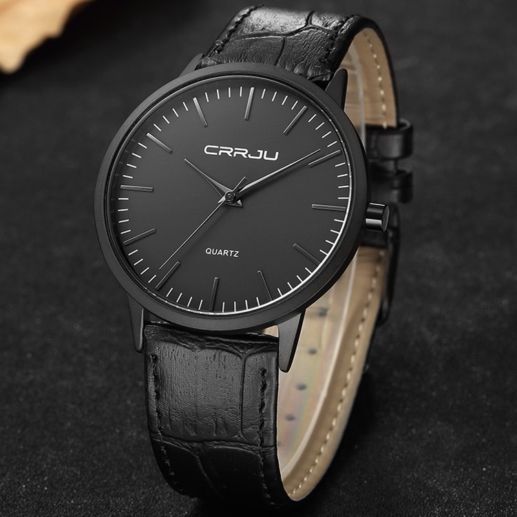 Đồng Hồ CRRJU 2117L Cho Nam Dây Đeo Da Siêu Mỏng Chống Thấm Nước Đơn Giản