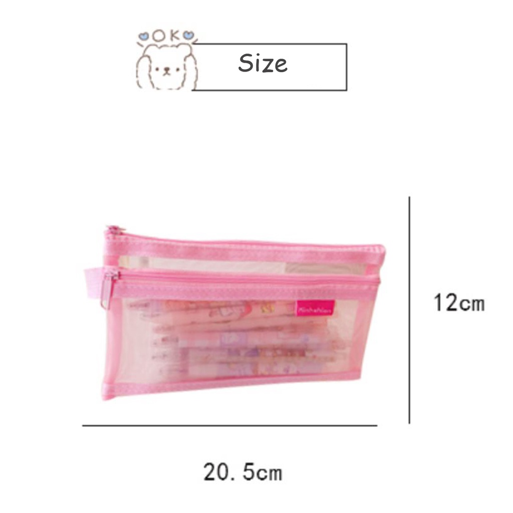 Túi Đựng Bút Trong Suốt Phối Khóa Kéo Đơn Giản