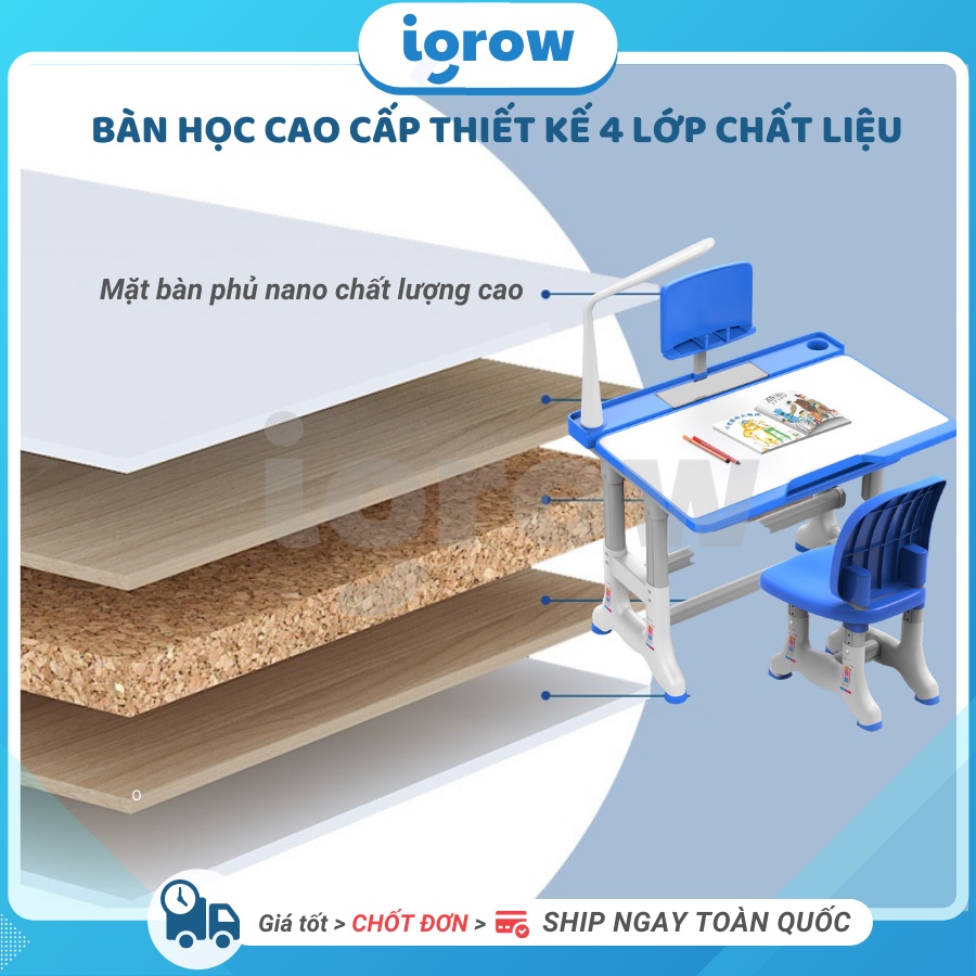 Bàn học sinh trẻ em B02, Bàn học sinh thông minh cho bé chống gù chống cận nâng hạ 45 độ