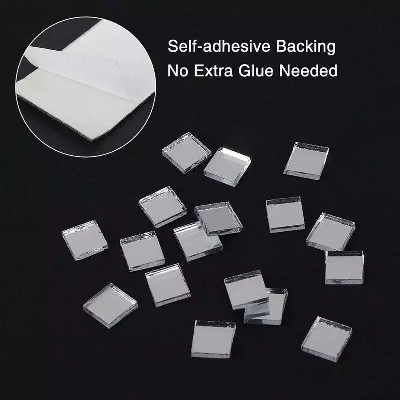 Set 1464 Miếng Dán Kính Tráng Gương Hình Vuông Mini Tự Dính Trang Trí Phòng Tắm DIY