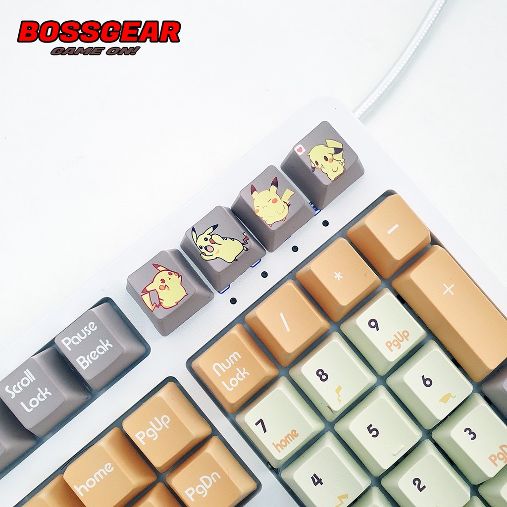 Keycap 108 Phím PBT Dye Sub Pikachu 5 mặt cực đẹp ( Thick PBT, OEM Profile, Ansi Layout)