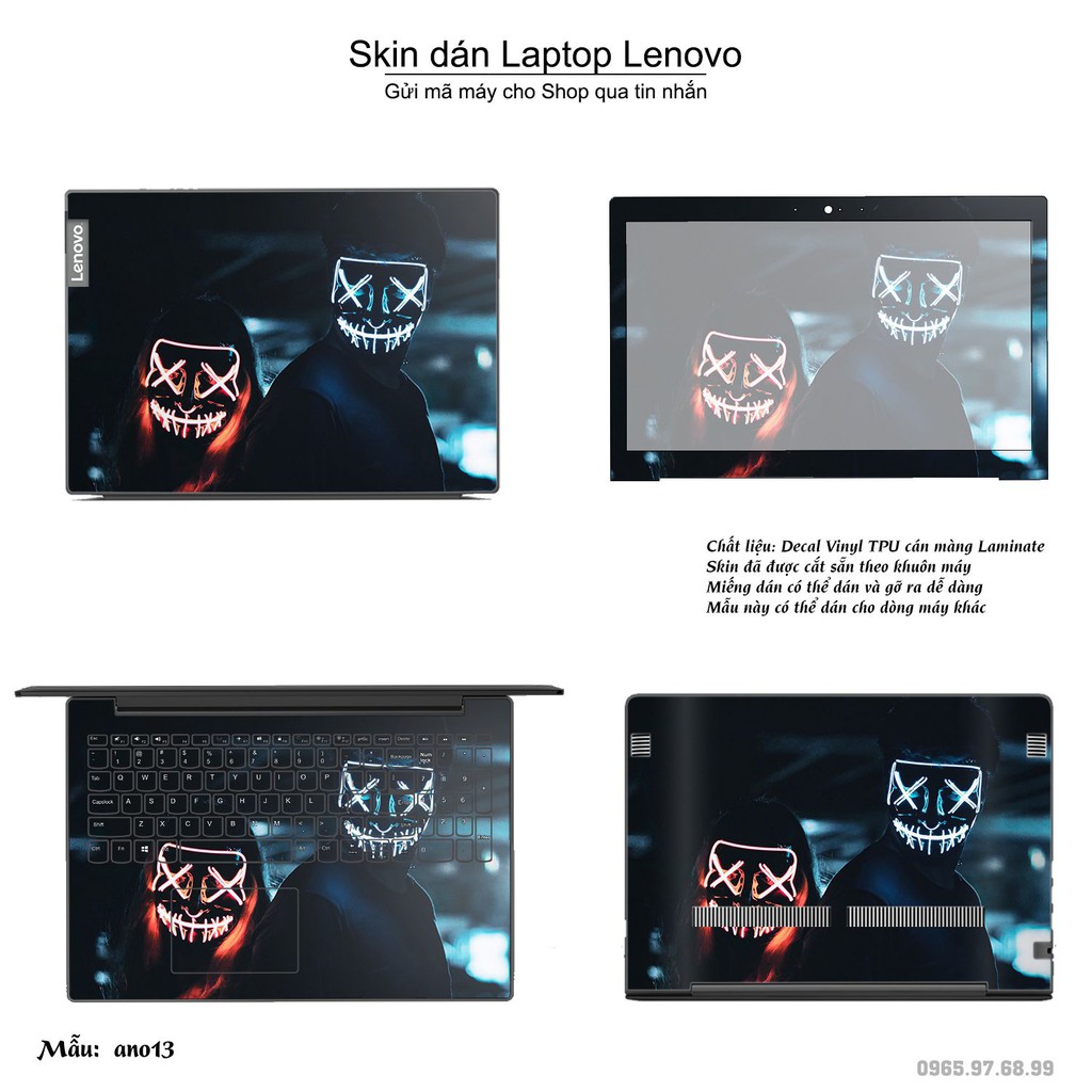 Skin dán Laptop Lenovo in hình Anonymous _nhiều mẫu 2 (inbox mã máy cho Shop)