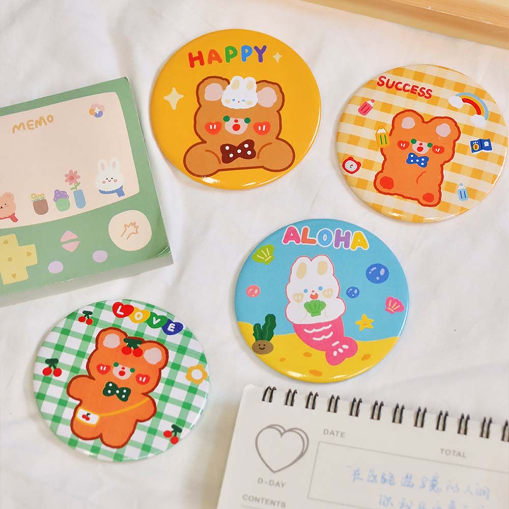[Hàng mới về] Gương trang điểm hình tròn mini họa tiết hoạt hình dễ thương dành cho bạn gái