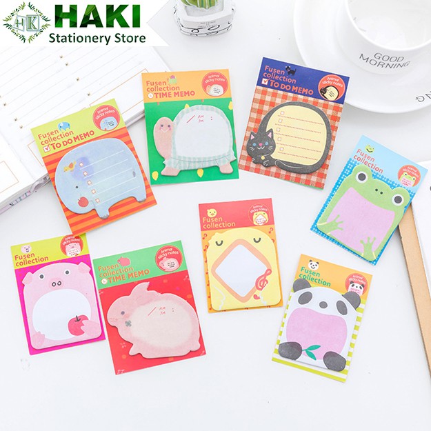 Giấy note hình động vật dễ thương HAKI, giấy ghi chú 20 tờ 8*6cm NO2