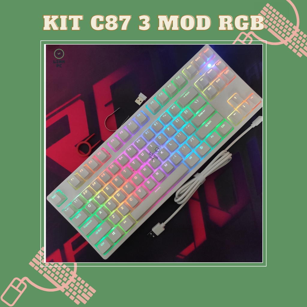 KIT Phím cơ C87 RGB Bluetooth - 2.4Hz- Type C NEW BOX