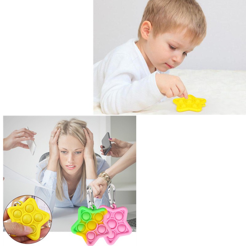 Pop It Móc khóa phong cách sao Fidget Spinner Fat Brain Sensory Simple Dimple Toy