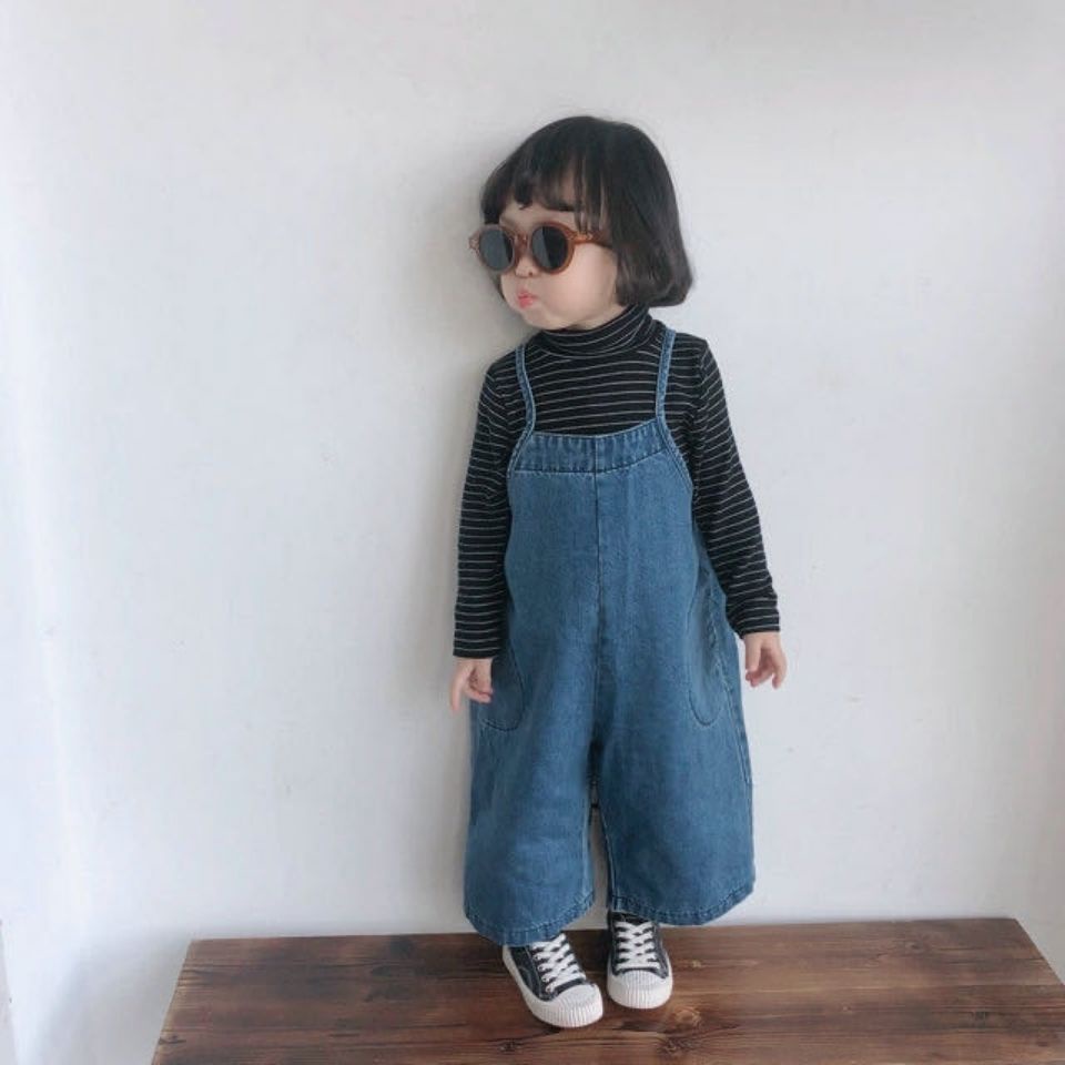 Bộ Áo Liền Quần Dáng Rộng Phong Cách Hàn Quốc Nhật Bản Thời Trang Xuân Thu Mới Cho Bé Gái