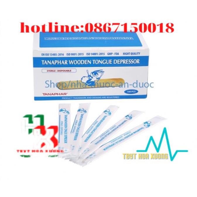 Đè lưỡi gỗ Tanaphar Hộp 100 que từ gỗ cây Bồ đề.