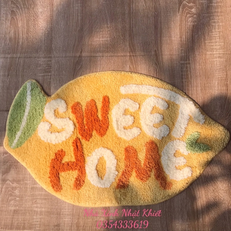 Thảm lau chân cotton siêu thấm nước có đế cao su chống trượt mẫu thảm hoa quả