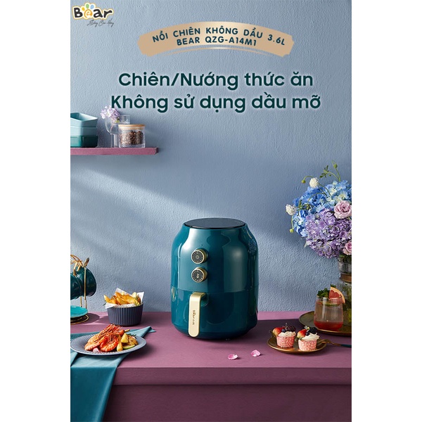 Nồi chiên không dầu 3,5l Bear SV-8083A trợ thủ đắc lực cho căn bếp của gia đình