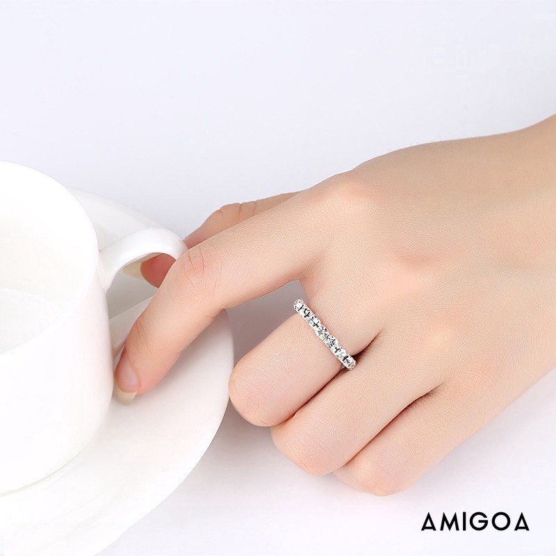 Nhẫn Mạ Bạc Đính Đá Nhân Tạo Thời Trang