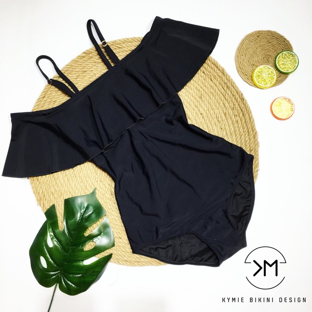 Bikini liền bèo rơi vai thiết kế