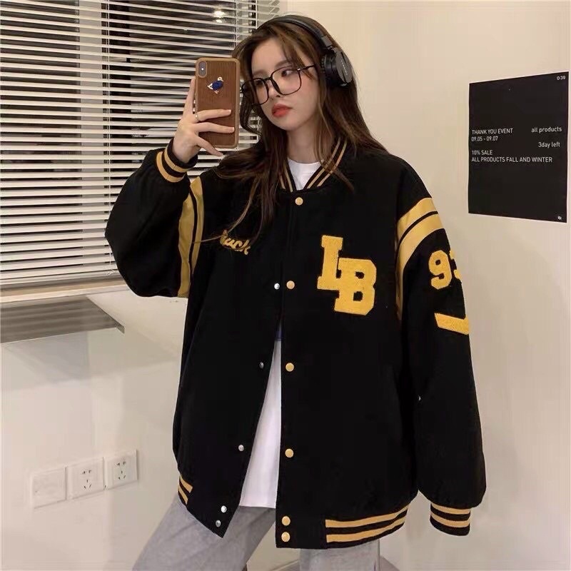 Áo Khoác Unisex Nỉ Nam Nữ ❤️FREESHIP❤️ Áo Khoác Bomber Nỉ Ngoại Dày LB Bomber Thời Trang