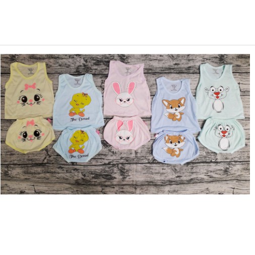 Sỉ 10 bộ quần áo  3 lỗ sát nách cho bé mặc màu hè từ 0 đến 15 tháng tuổi