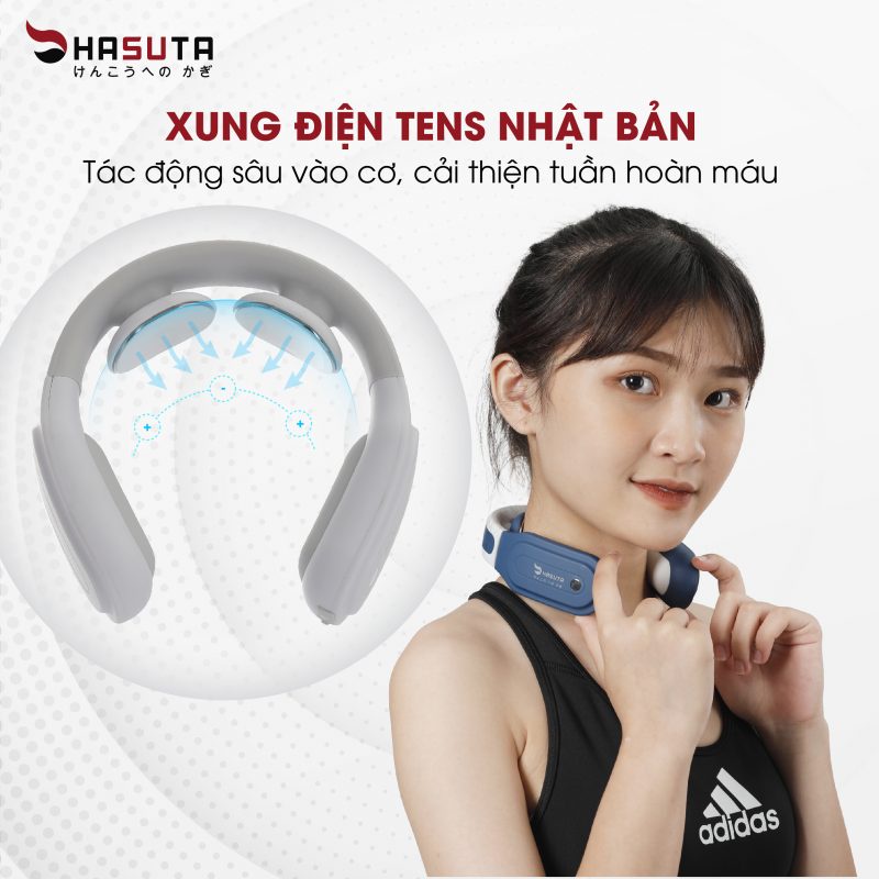 Máy massage cổ Hasuta HMN-160 Massage bằng cơ chế xung điện TENS ( giúp giảm đau cổ vai gáy )