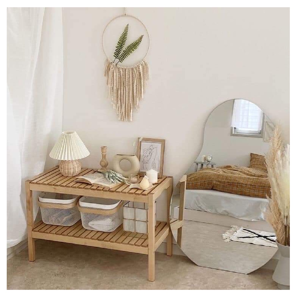 [ Ảnh thật] Kệ gỗ 2 tầng 80cm x 26cm x 50cm (Dài x Rộng x Cao)