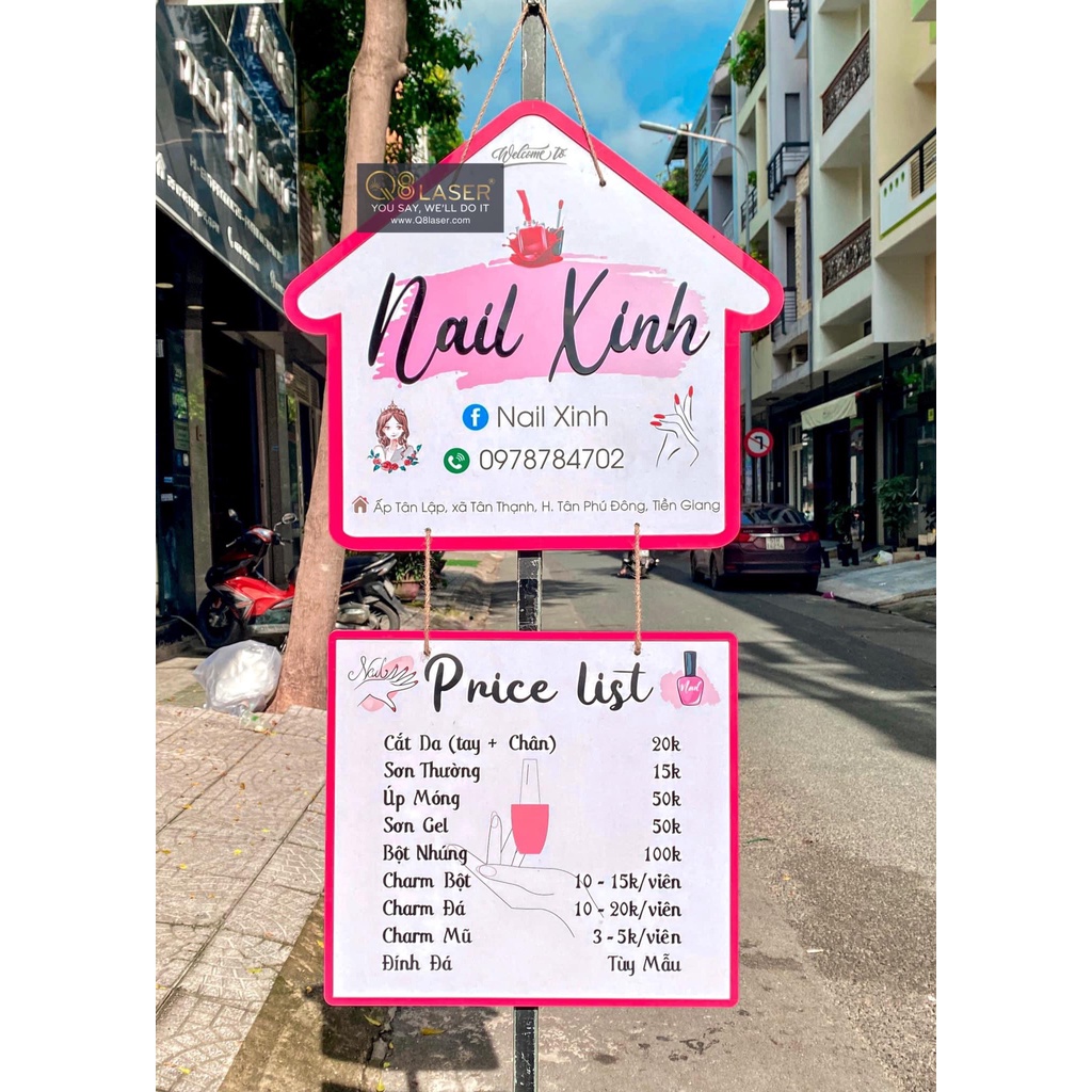 Bảng Gỗ Tên Shop - Bảng Ngôi Nhà - Bảng Hiệu Treo Shop - Menu- FreeShip