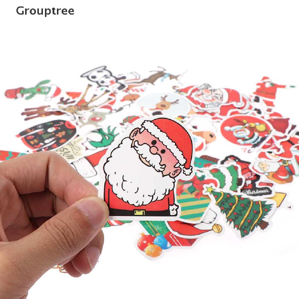 Set 50 miếng dán trang trí kiểu dáng ông già noel người tuyết Giáng Sinh xinh xắn đáng yêu