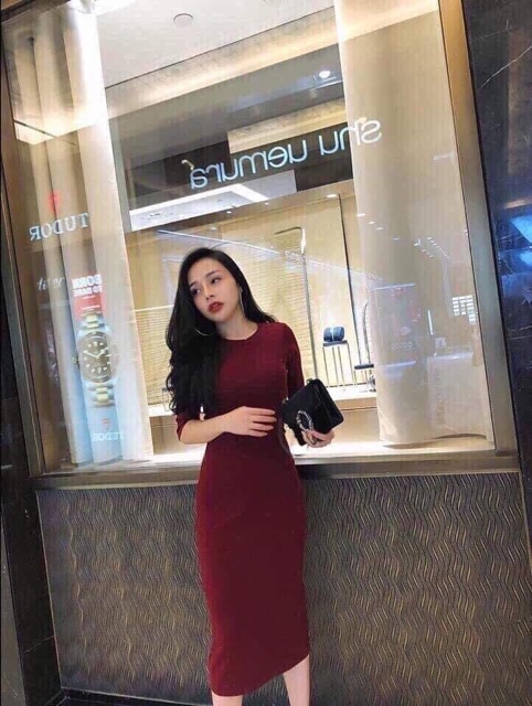 Đầm body tay lỡ nữ len tăm kiểu dáng bassic trẻ trung | BigBuy360 - bigbuy360.vn