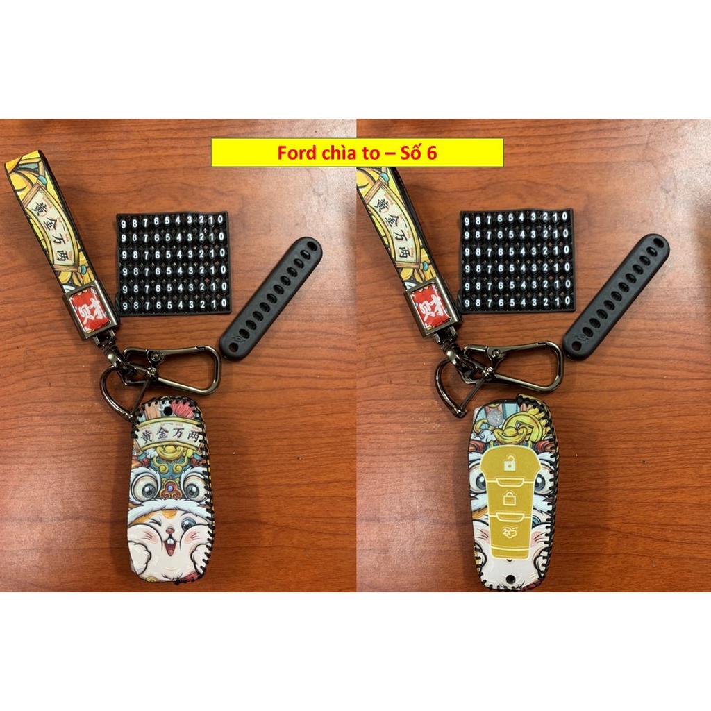 Bao da chìa khoá ô tô Tài lộc dành cho Ford có chìa to