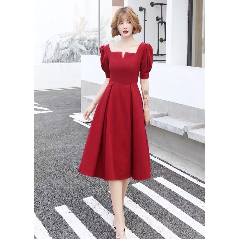 [Mã FATHANG5 giảm 10K đơn 50K] Đầm đỏ cổ khoá form dài (kèm hình thật) | BigBuy360 - bigbuy360.vn