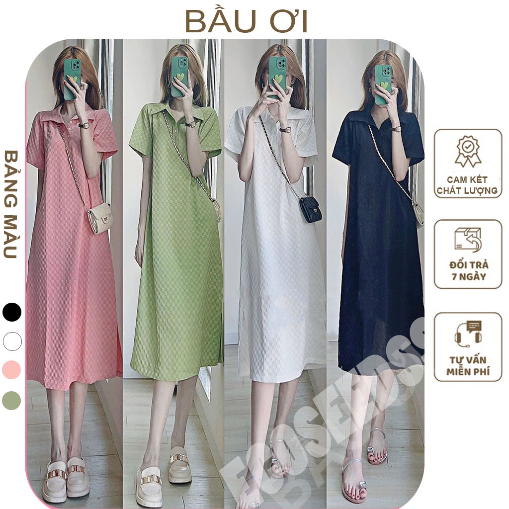 [BAUOII V77] ĐẦM BẦU SƠ MI CỔ ĐỨC CHẤT THUN XỐP TRẺ TRUNG - VÁY BẦU CÔNG SỞ ĐẸP PHÙ HỢP VỚI MẶC ĐI LÀM ĐI CHƠI