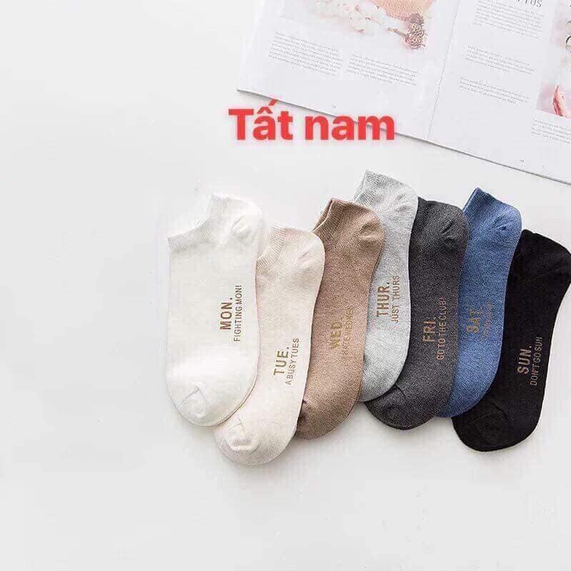 Tất tuần nam nữ cổ ngắn𝑭𝒓𝒆𝒆𝒔𝒉𝒊𝒑Combo Set 7 Đôi 7 Tất 7 Ngày Cổ Ngắn Nam - Nữ Vintage chất đẹp