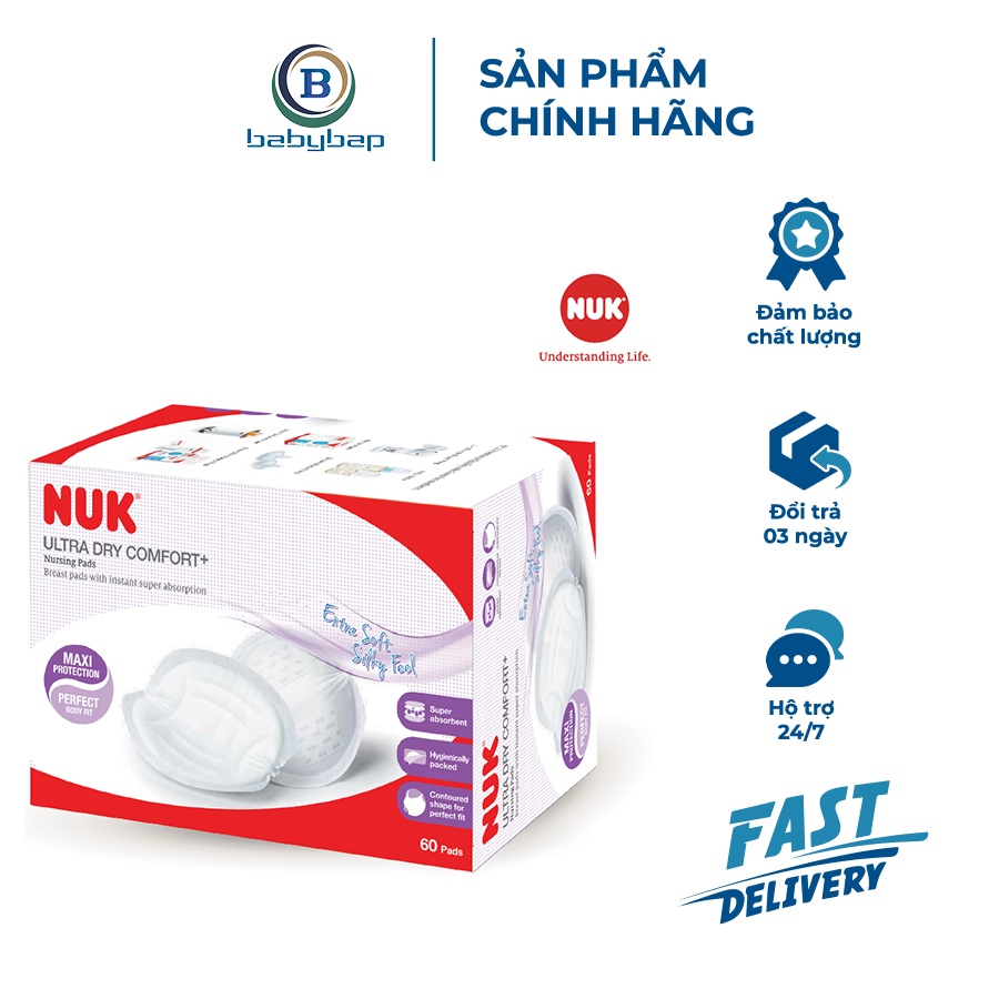 Lót Thấm Sữa NUK Hộp 60c Cotton Thấm Hút Nhanh Chóng