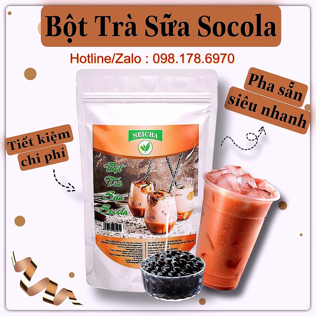 Bột Trà Sữa NEICHA Vị Socola/ Nguyên liệu pha trà sữa PHA SẴN SIÊU NHANH, thơm ngon béo ngậy.