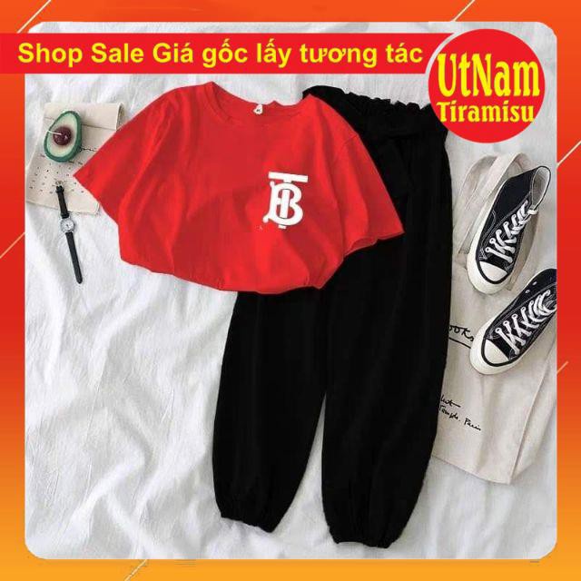 Sét áo bTB + quần bom da cá ❤ Sét bộ đồ nữ unisex ❤chất cotton co giãn 4 chiều