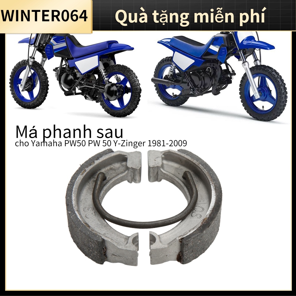 2 Cái / Bộ Giày Phanh Sau Xe Máy Miếng đệm thay thế cho PW50 PW 50 Y ‑ Zinger 1981‑2009 Winter064