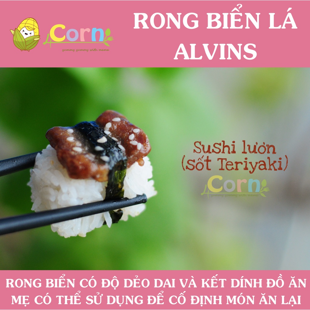 RONG BIỂN hữu cơ tách muối Alvins dạng lá - Cho bé 6m+