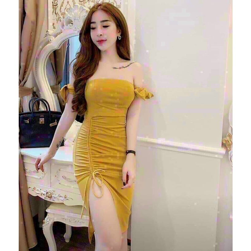 Đầm cúp ngực tay nơ xẻ tà xinh xinh tôn dáng fashionzero - 70068