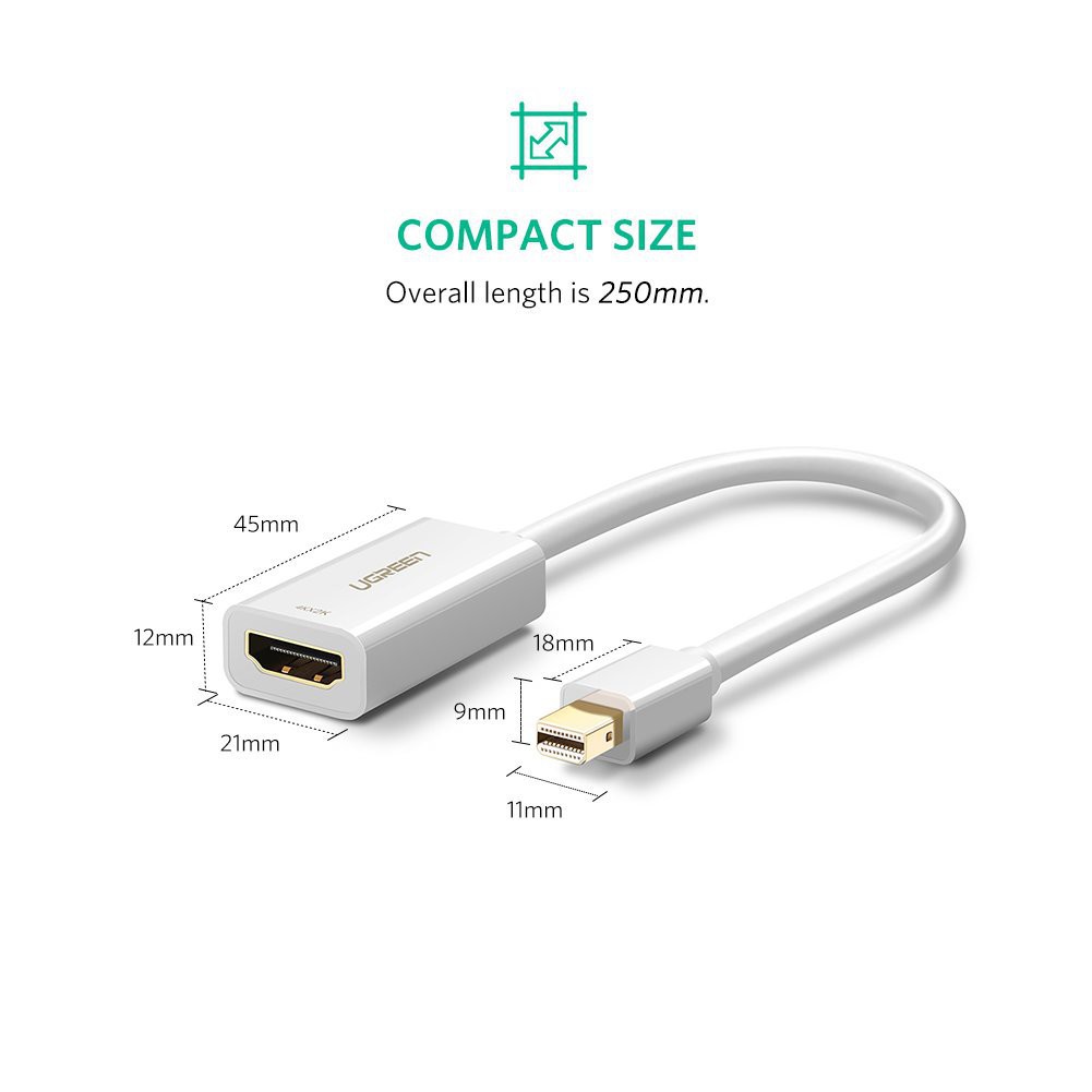 Ugreen 40361, 40360 - Cáp chuyển Mini Displayport to HDMI   hỗ trợ 4k ✔HÀNG CHÍNH HÃNG ✔