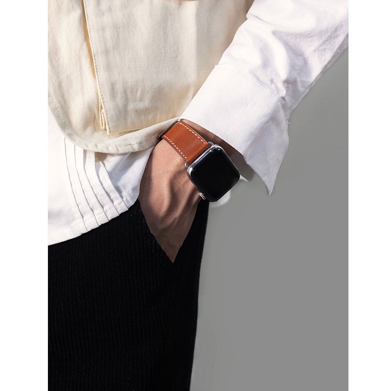 Dây đeo đồng hồ bằng da nhiều màu sắc thích hợp cho Apple Watch Series 6/ Se/ 3/ 2/ 1 40mm 44mm 4/ 5 38mm 42mm