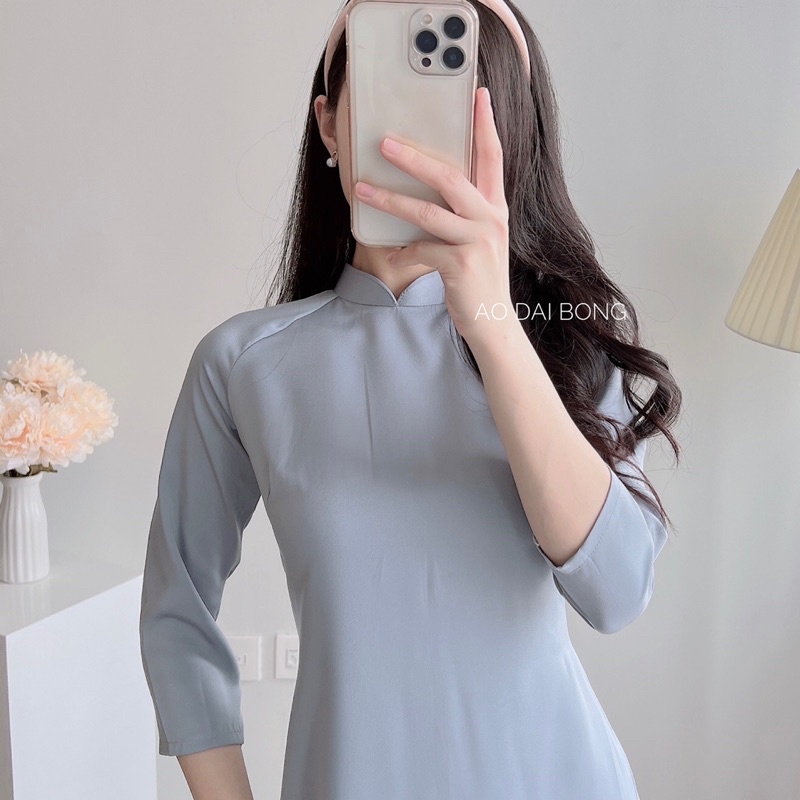 Áo dài cách tân nữ may sẵn áo dài cổ tròn tay lỡ dáng xưa che khuyết điểm ( Chọn size phần mô tả)