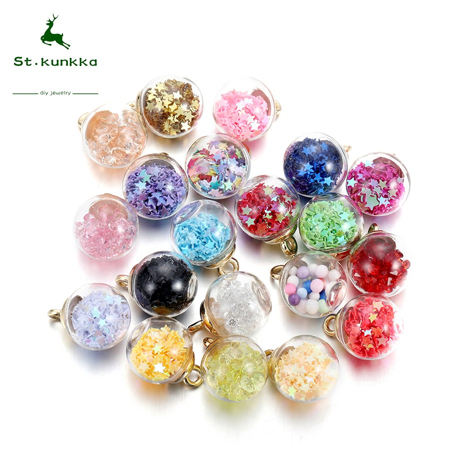 St.kunkka 10 cái bóng thủy tinh trong suốt charm mặt dây chuyền cho vòng đeo tay tự làm vòng cổ trang sức làm phụ kiện bông tai