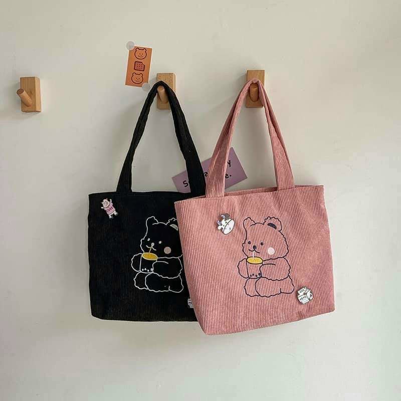 Túi tote Vải canvas mềm Đẹp Cực Hot có khóa miệng đựng vừa A4 tặng quà xinh