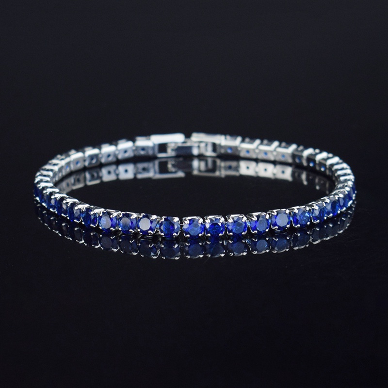 Vòng tay mạ bạc đính đá zircon 4mm thời trang đơn giản cho nam nữ