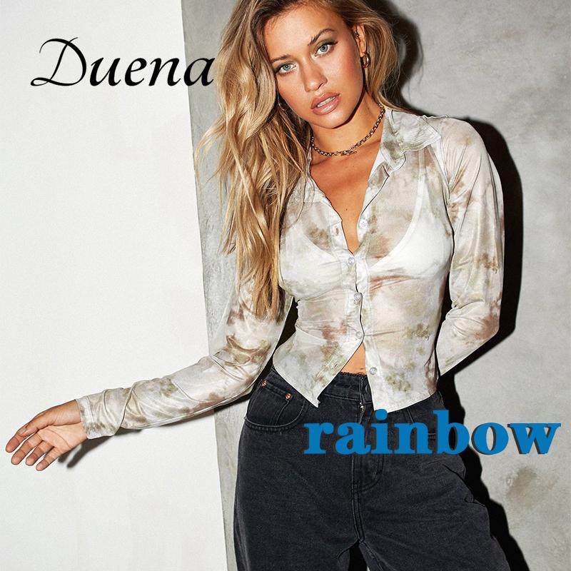 //Áo Sơ Mi Nữ Tay Dài Họa Tiết Sọc Cầu Vồng Cá Tính | BigBuy360 - bigbuy360.vn