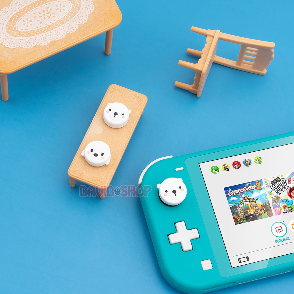 Núm bọc analog Gấu Trắng &amp; Chó Trắng hãng Geekshare cho Joy-Con - Nintendo Switch / Nintendo Switch Lite